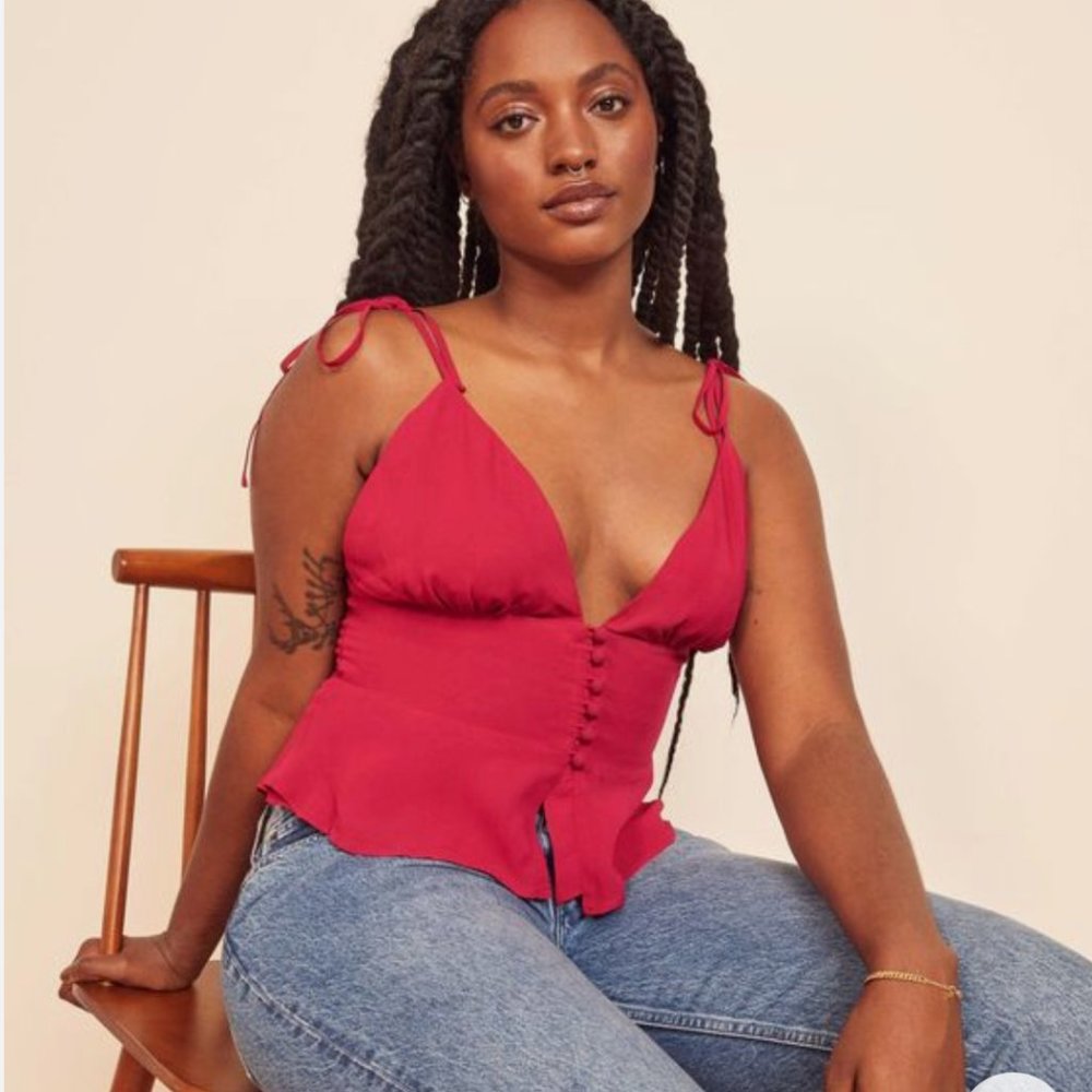 Reformation Cluny Red Babydoll Cami - 6